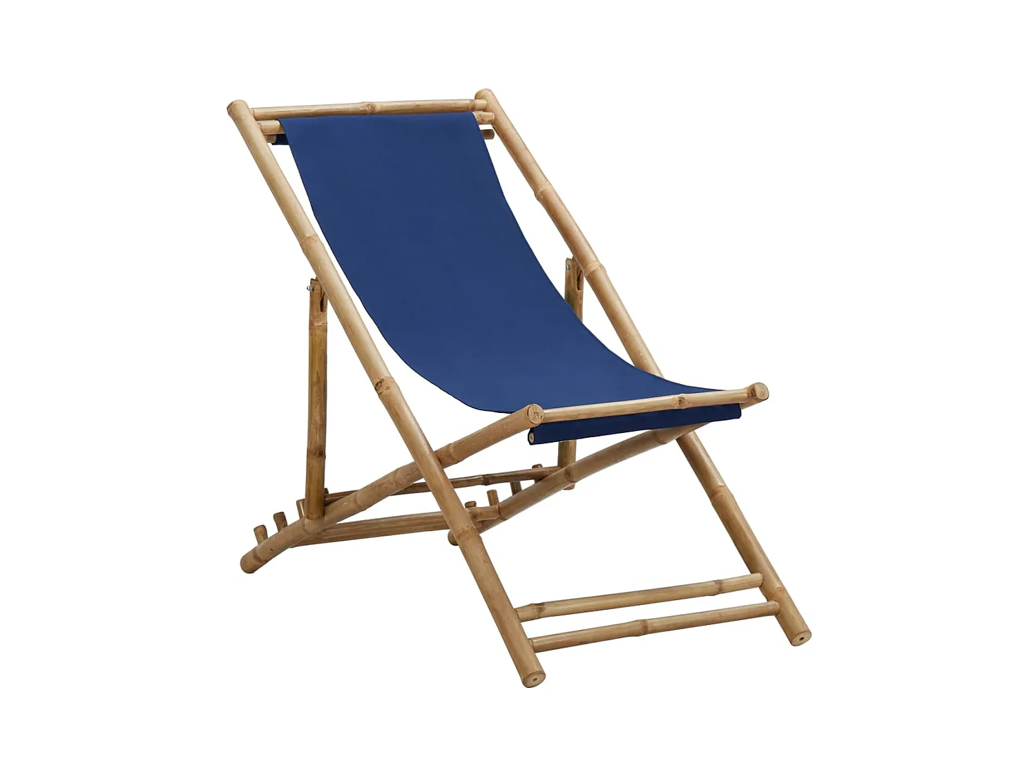 Chaise de terrasse Bambou et toile Bleu marine