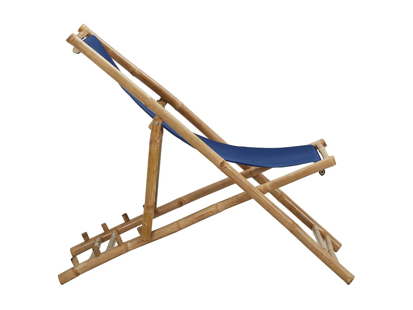 Chaise de terrasse Bambou et toile Bleu marine