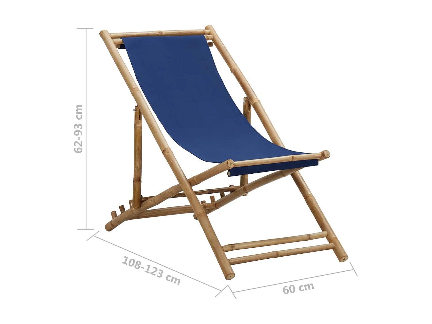 Chaise de terrasse Bambou et toile Bleu marine