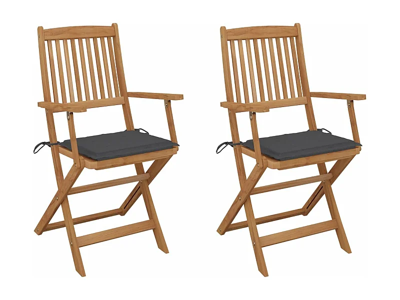 Chaises pliables de jardin 2 pcs avec coussins Bois d'acacia 51