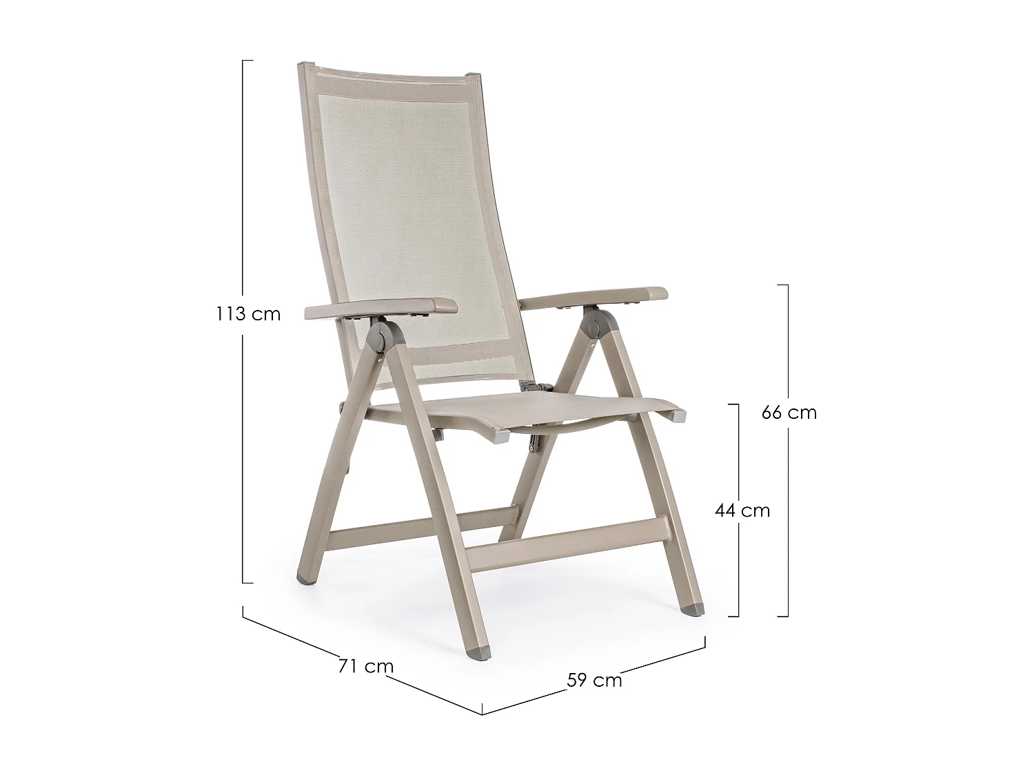 Fauteuil inclinable aluminium taupe Victorine