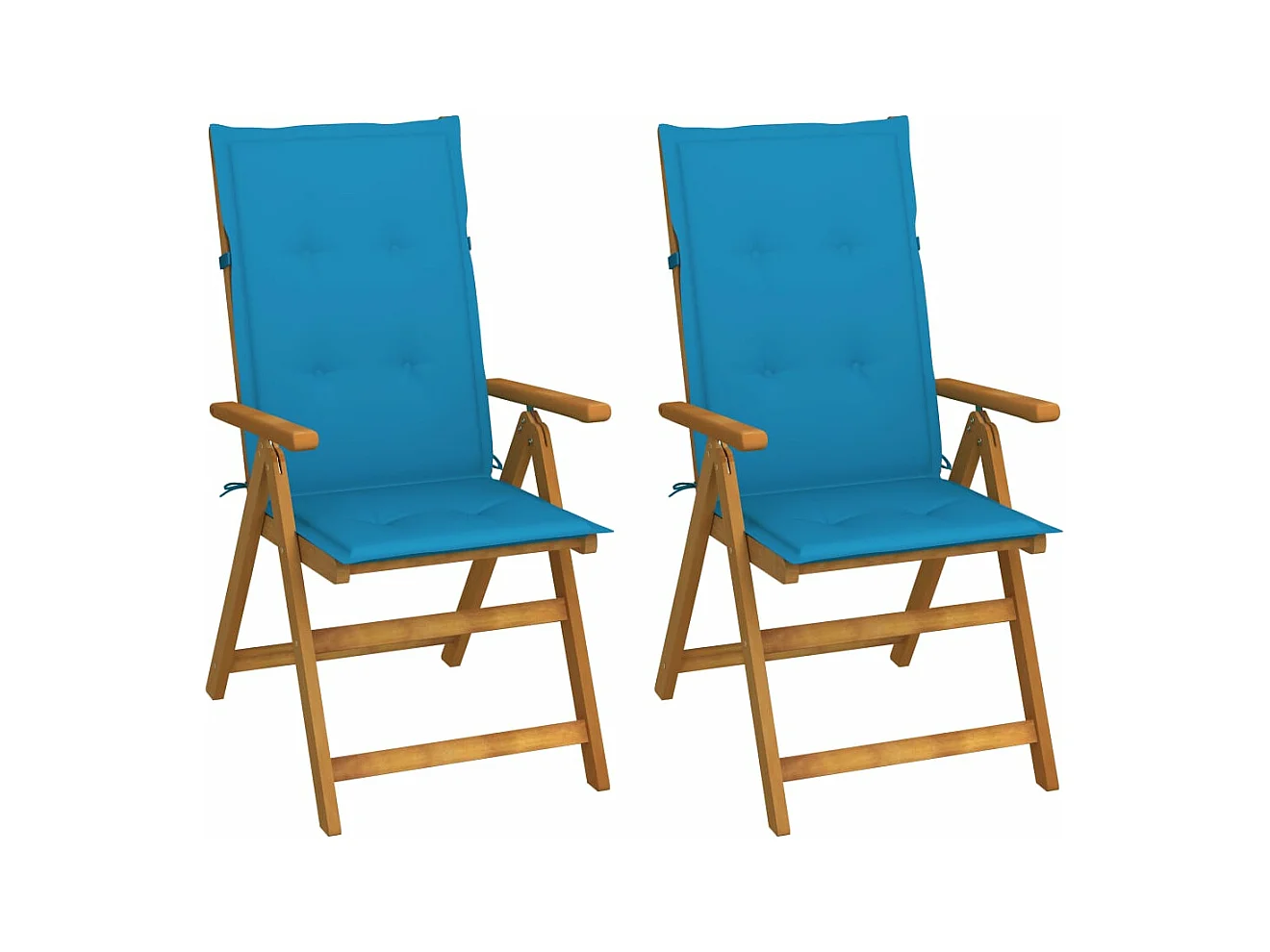 Chaises inclinables de jardin 2 pcs avec coussins Bois d'acacia