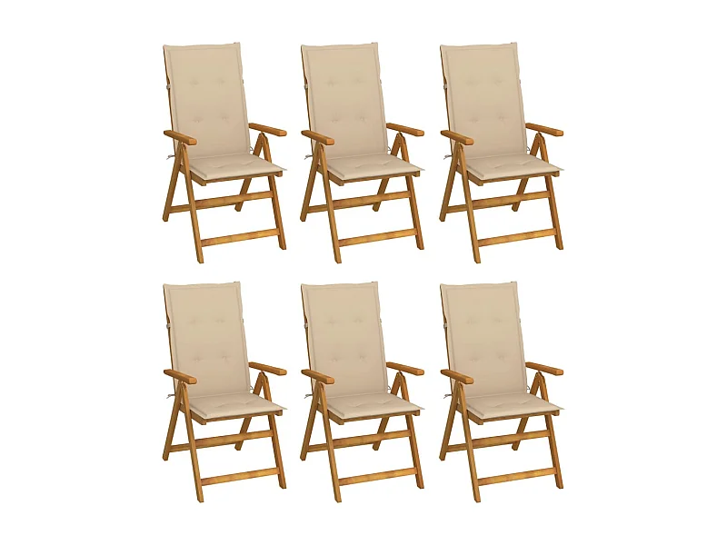 Chaises pliables de jardin 6 pcs avec coussins Bois d'acacia 53