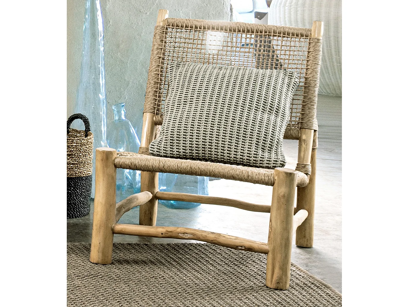 Chaise de jardin en bois teck naturel Landry - Lot de 2