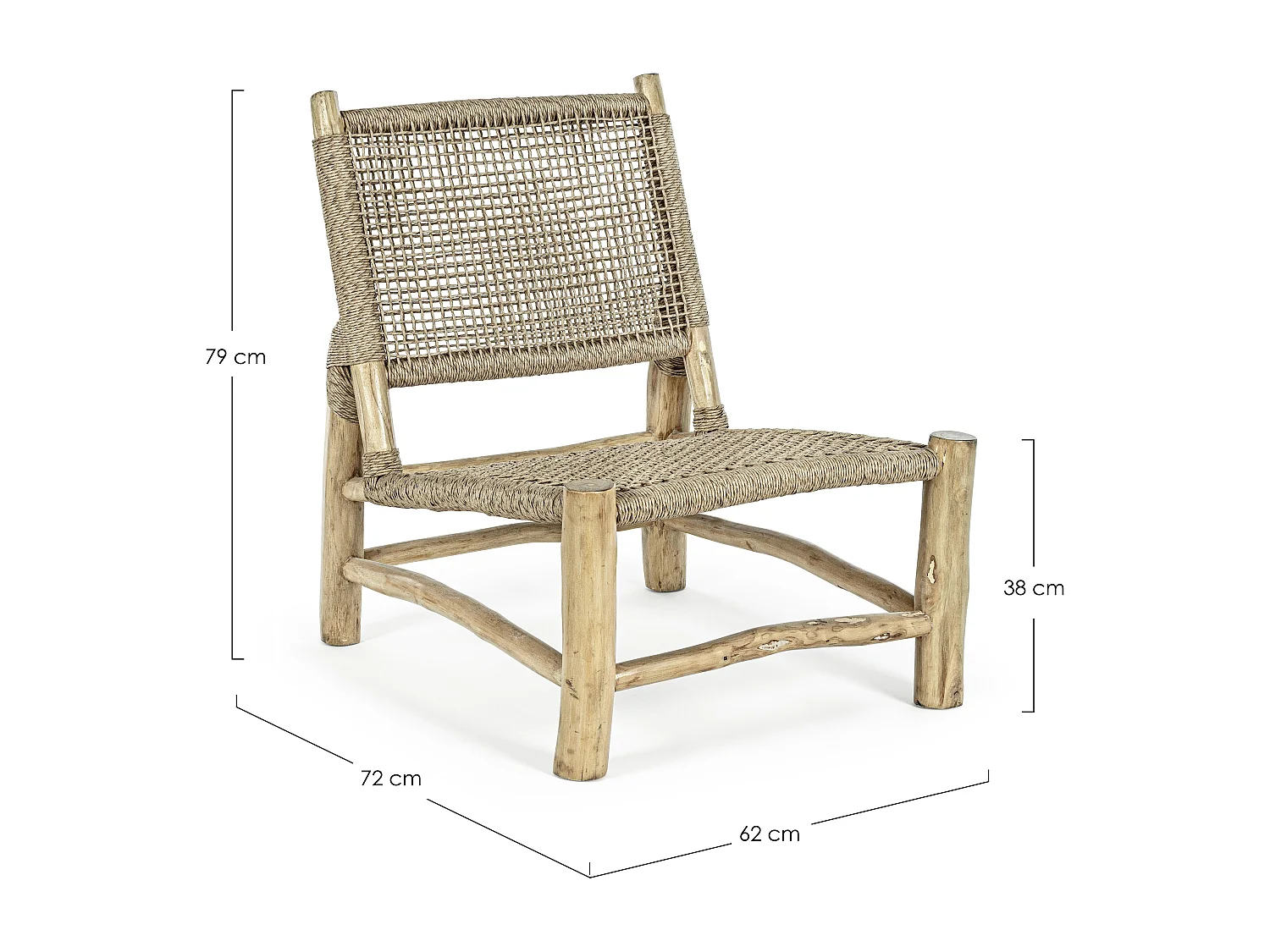 Chaise de jardin en bois teck naturel Landry - Lot de 2