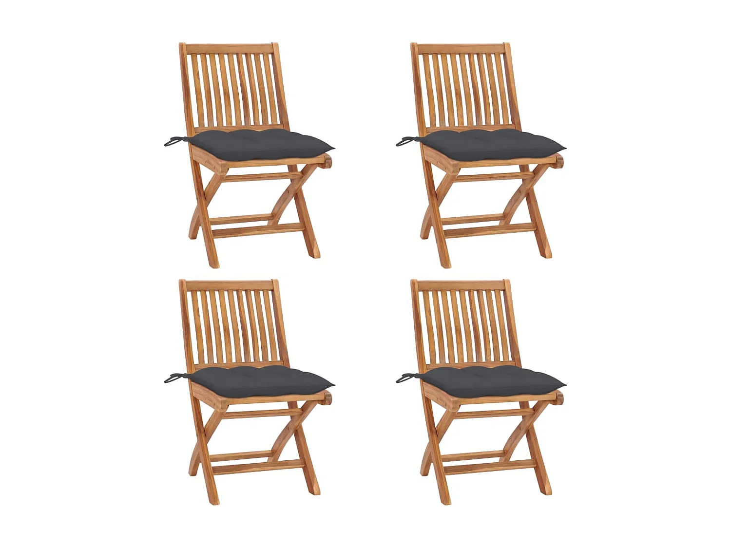 Chaises pliables de jardin avec coussins 4 pcs Teck solide 28