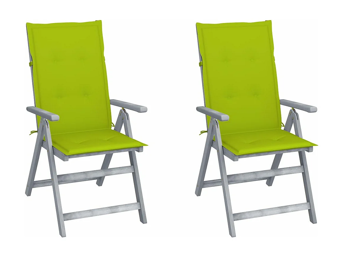 Chaises inclinables de jardin 2 pcs avec coussins Bois d'acacia 45
