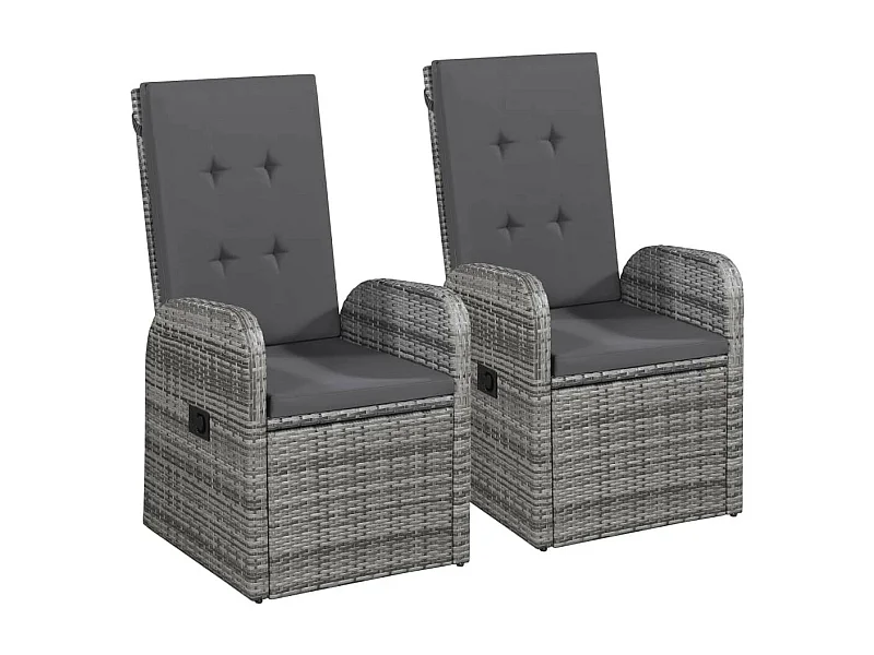 Chaise inclinable de jardin 2pc et coussins Résine tressée Gris