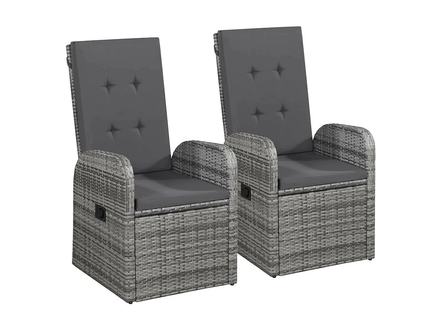Chaise inclinable de jardin 2pc et coussins Résine tressée Gris