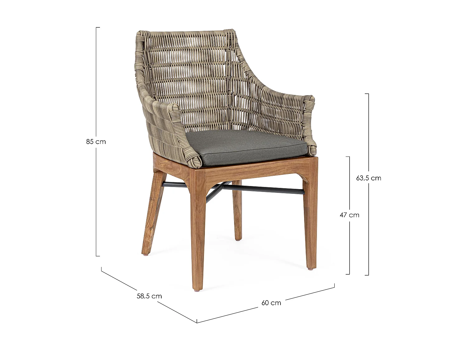 Chaise de jardin aluminium beige et gris Cayla - Lot de 2