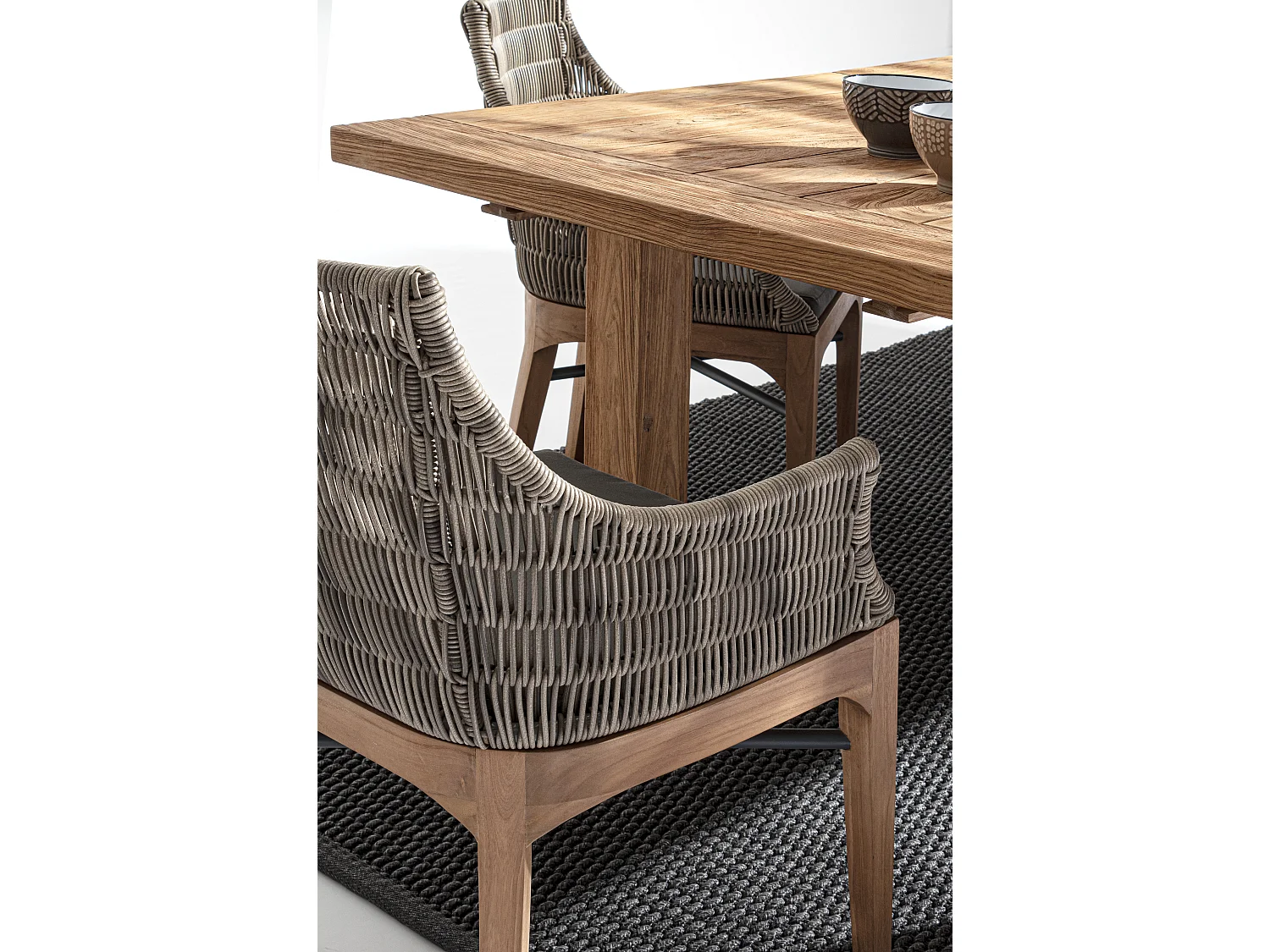 Chaise de jardin aluminium beige et gris Cayla - Lot de 2