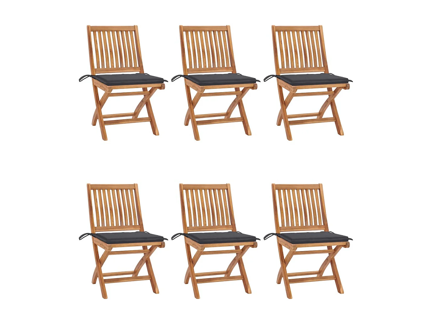 Chaises pliables de jardin avec coussins 6 pcs Bois de teck 33