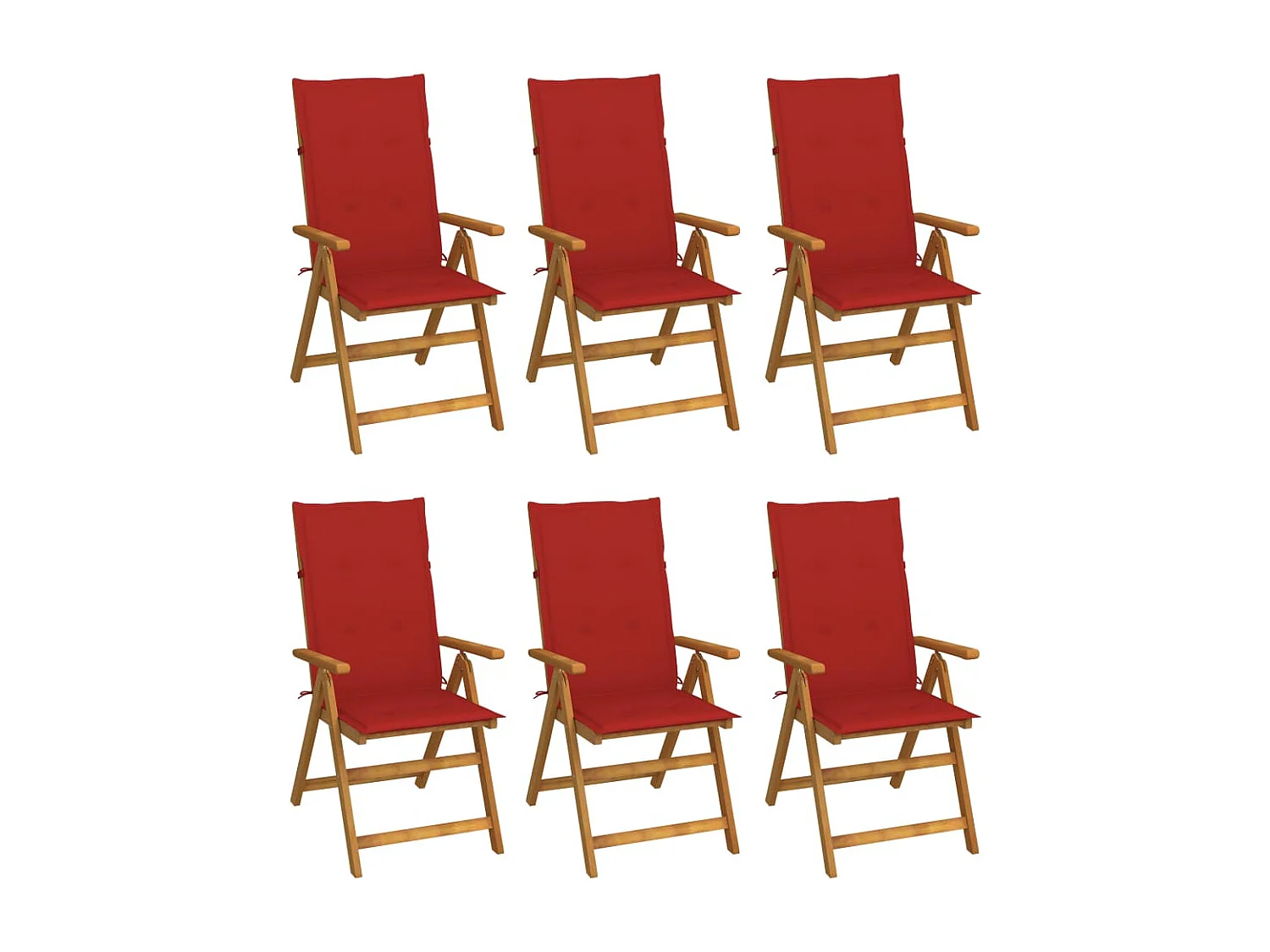 Chaises pliables de jardin 6 pcs avec coussins Bois d'acacia 77
