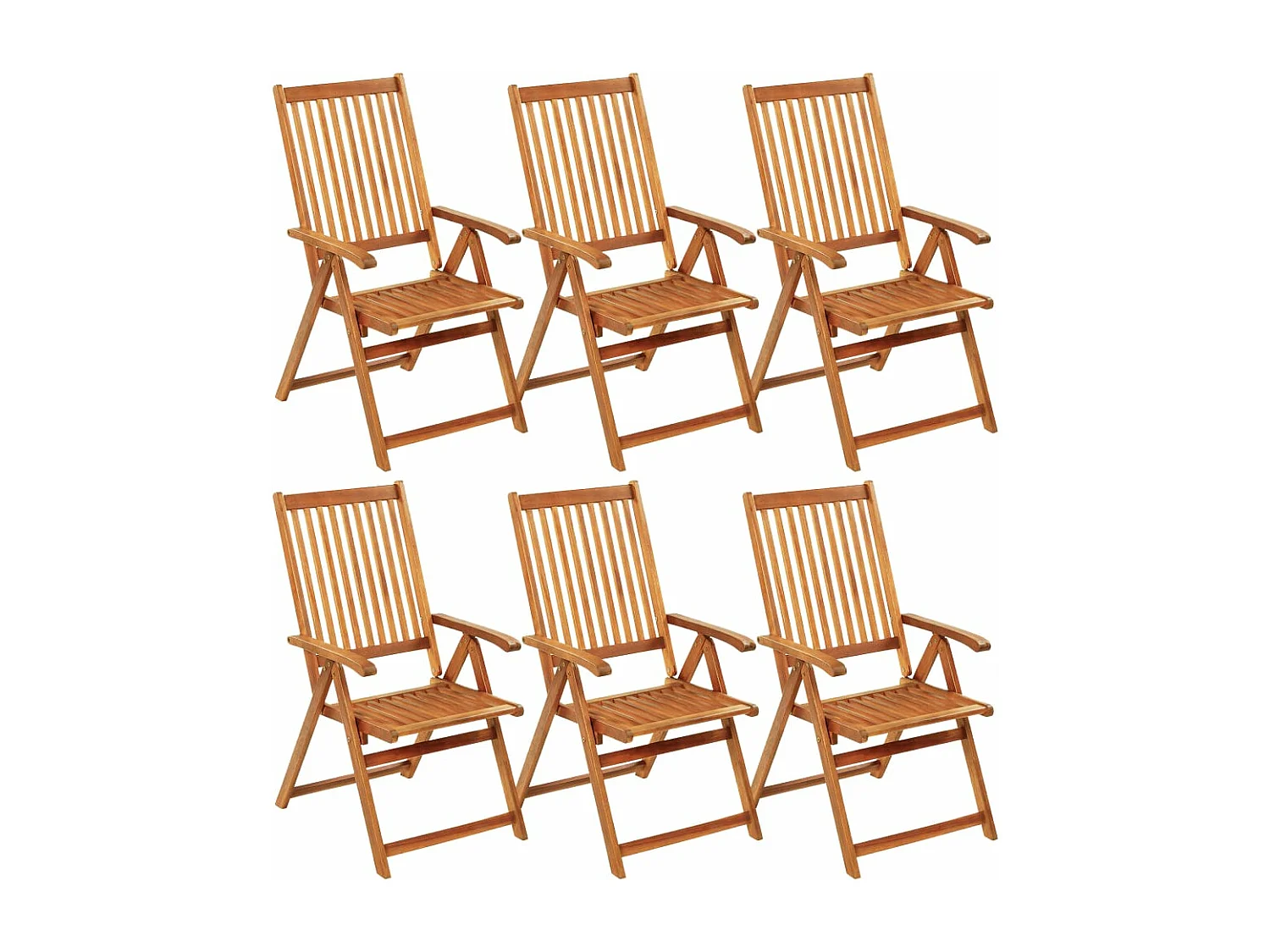 Chaises pliables de jardin 6 pcs avec coussins Bois d'acacia 77