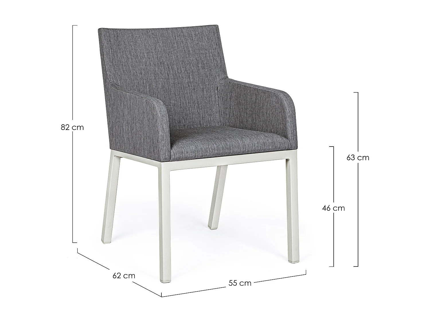 Fauteuil de jardin en aluminium gris et blanc Olga - Lot de 4