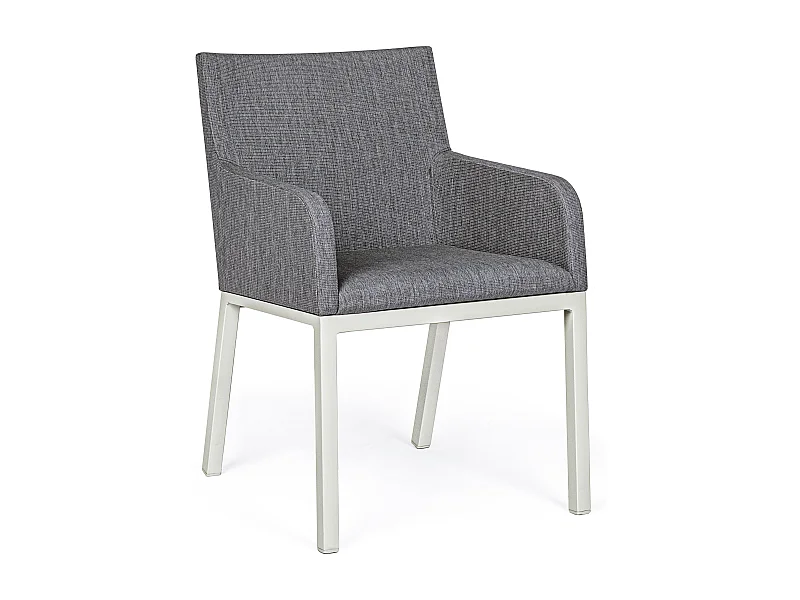 Fauteuil de jardin en aluminium gris et blanc Olga - Lot de 4