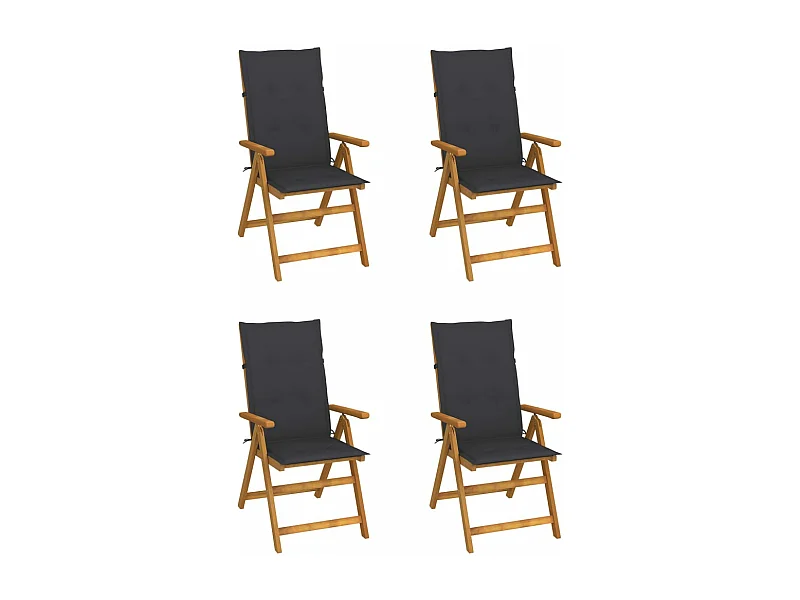 Chaises inclinables de jardin 4 pcs avec coussins Bois d'acacia 2