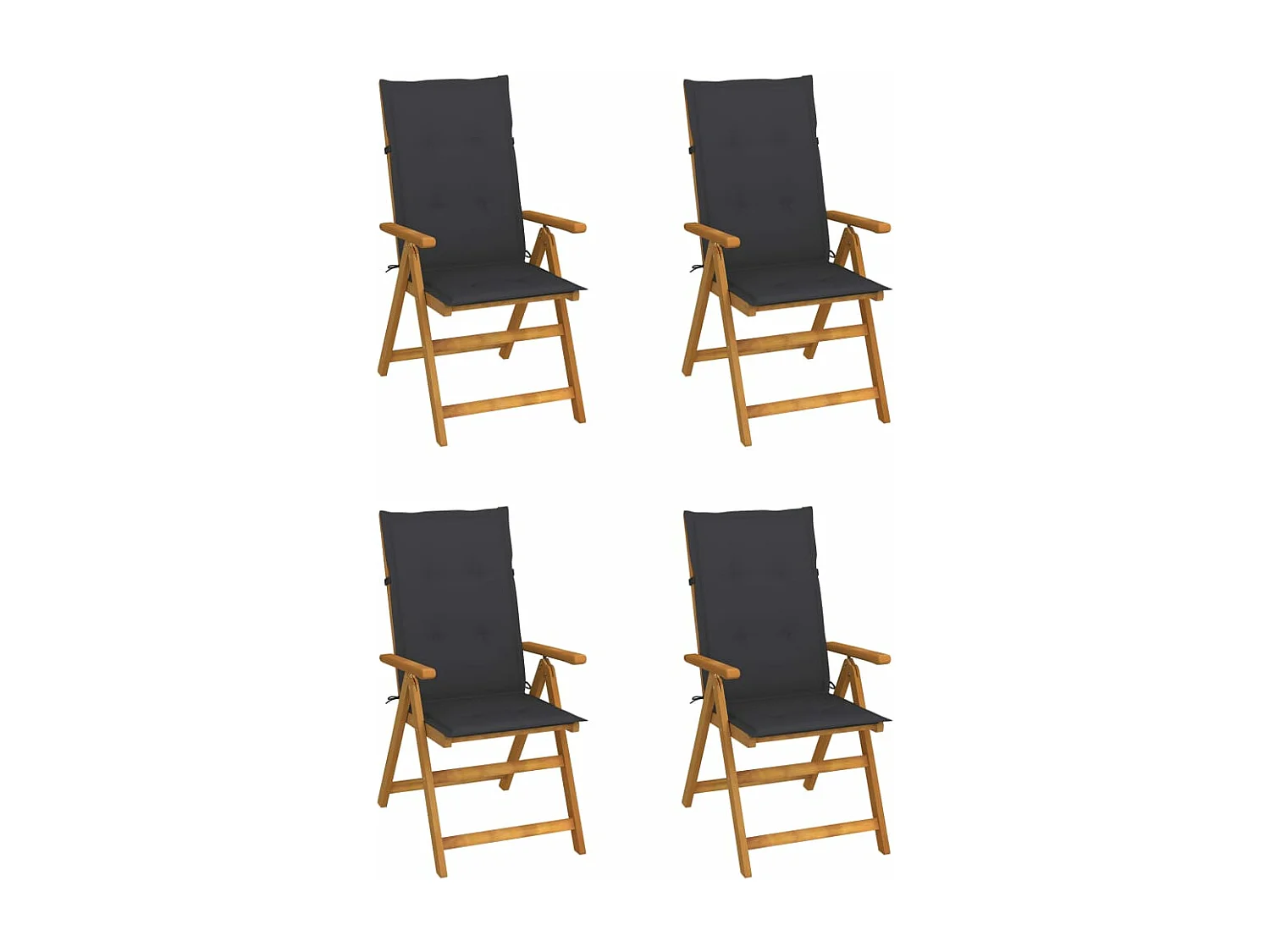 Chaises inclinables de jardin 4 pcs avec coussins Bois d'acacia 2