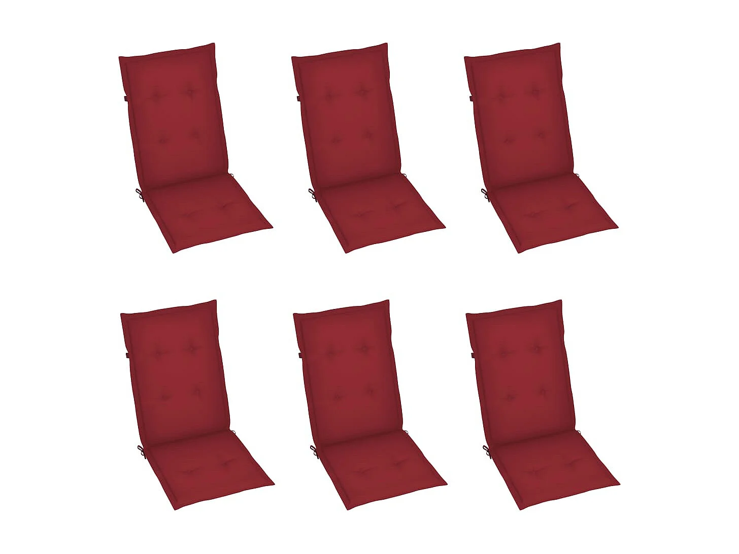 Chaises de jardin 6 pcs avec coussins bordeaux Bois de teck