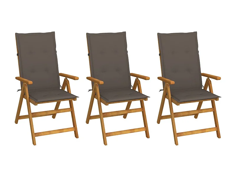 Chaises pliables de jardin 3 pcs avec coussins Bois d'acacia 5