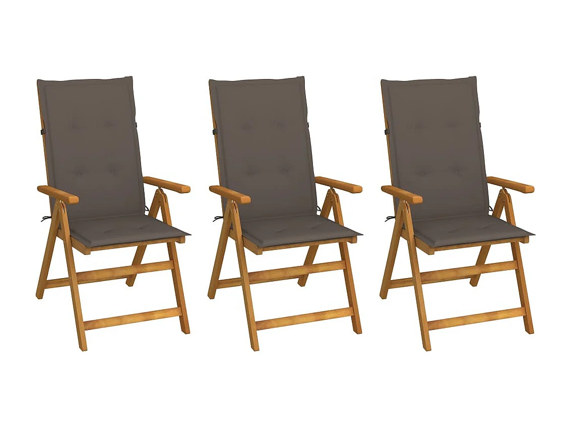 Chaises pliables de jardin 3 pcs avec coussins Bois d'acacia 5