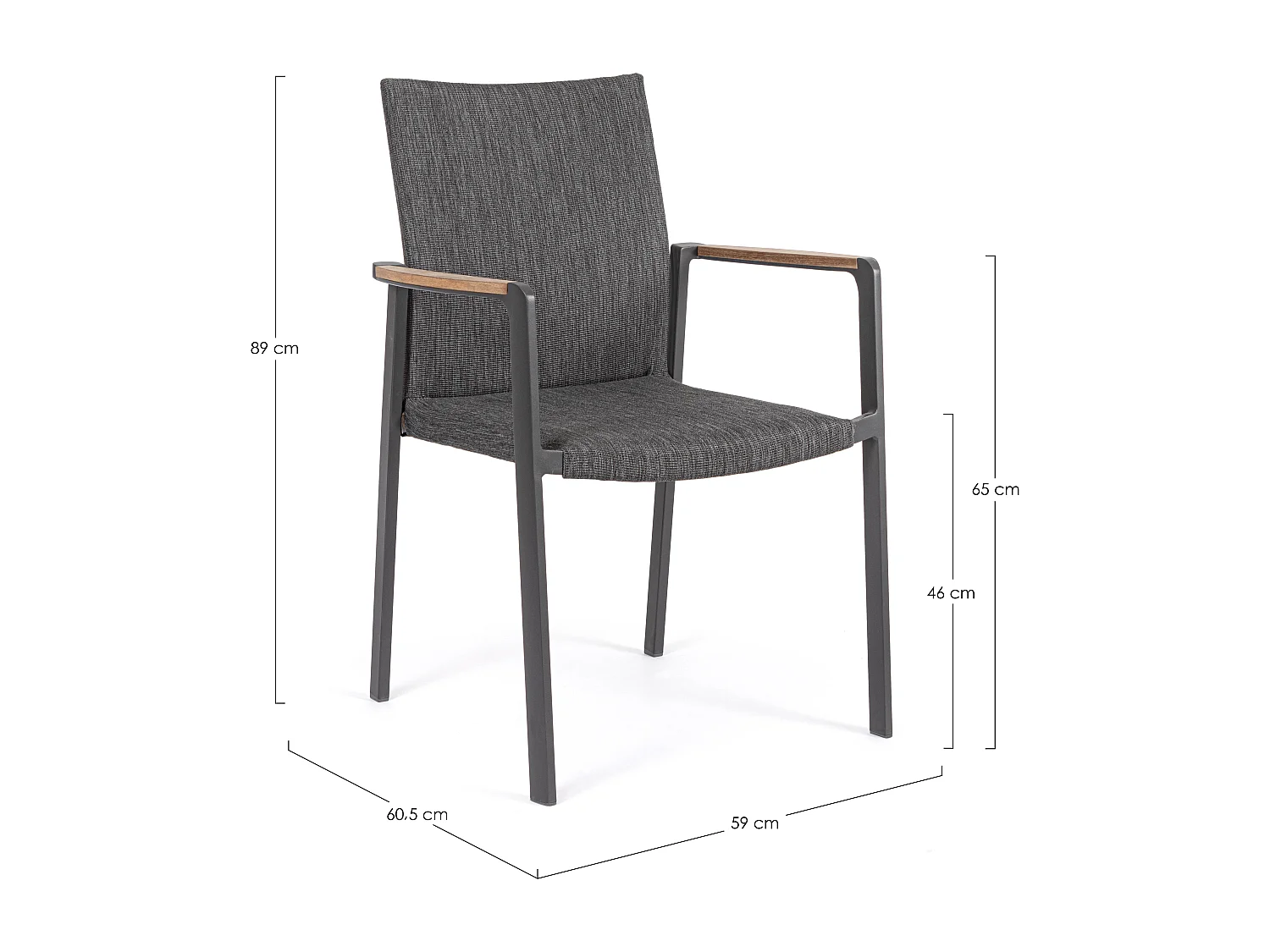 Fauteuil de jardin en aluminium anthracite Jaco - Lot de 4