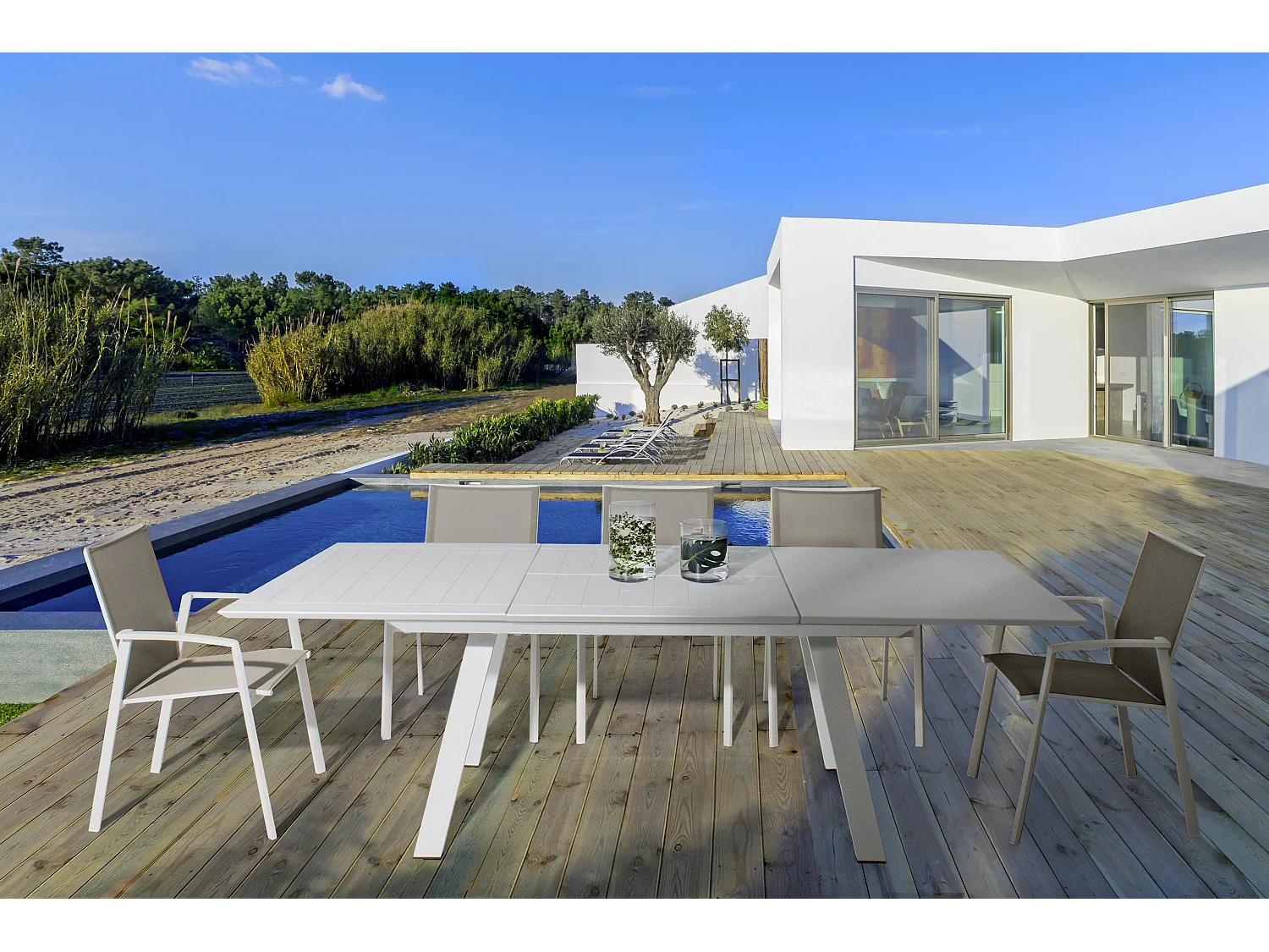 Fauteuil de jardin en aluminium blanc Cadia - Lot de 4