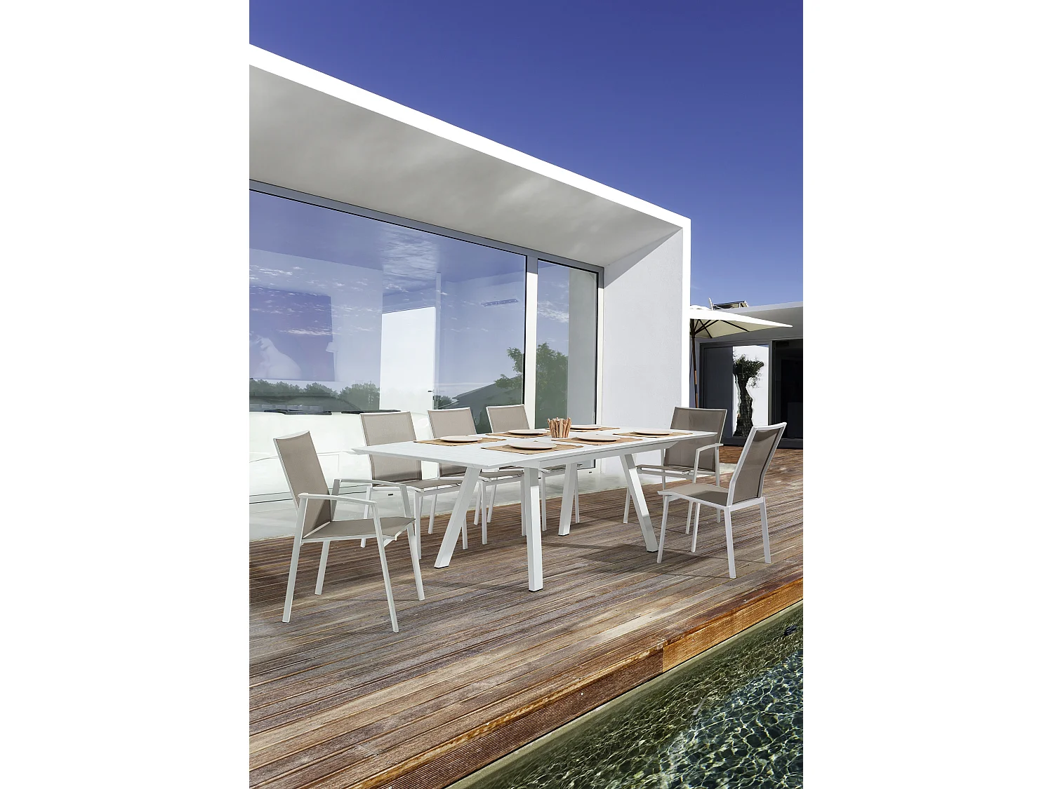 Fauteuil de jardin en aluminium blanc Cadia - Lot de 4