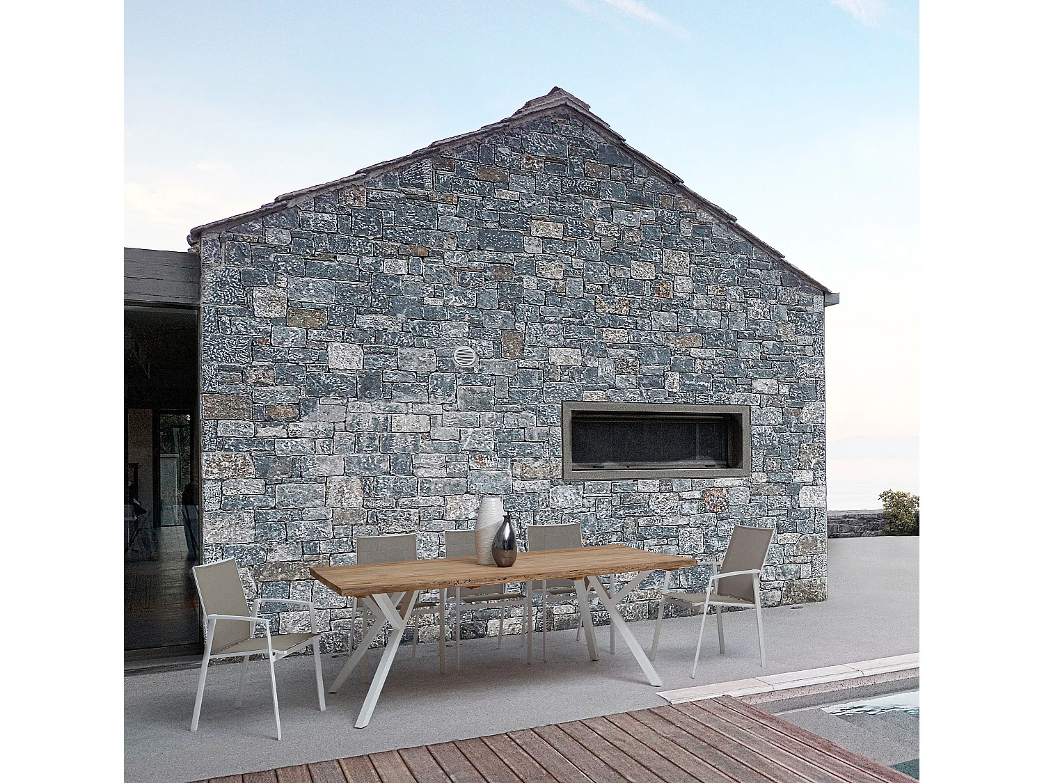 Fauteuil de jardin en aluminium blanc Cadia - Lot de 4