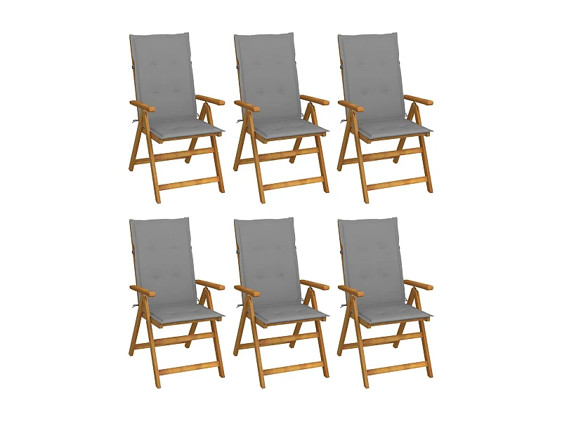 Chaises pliables de jardin 6 pcs avec coussins Bois d'acacia 73