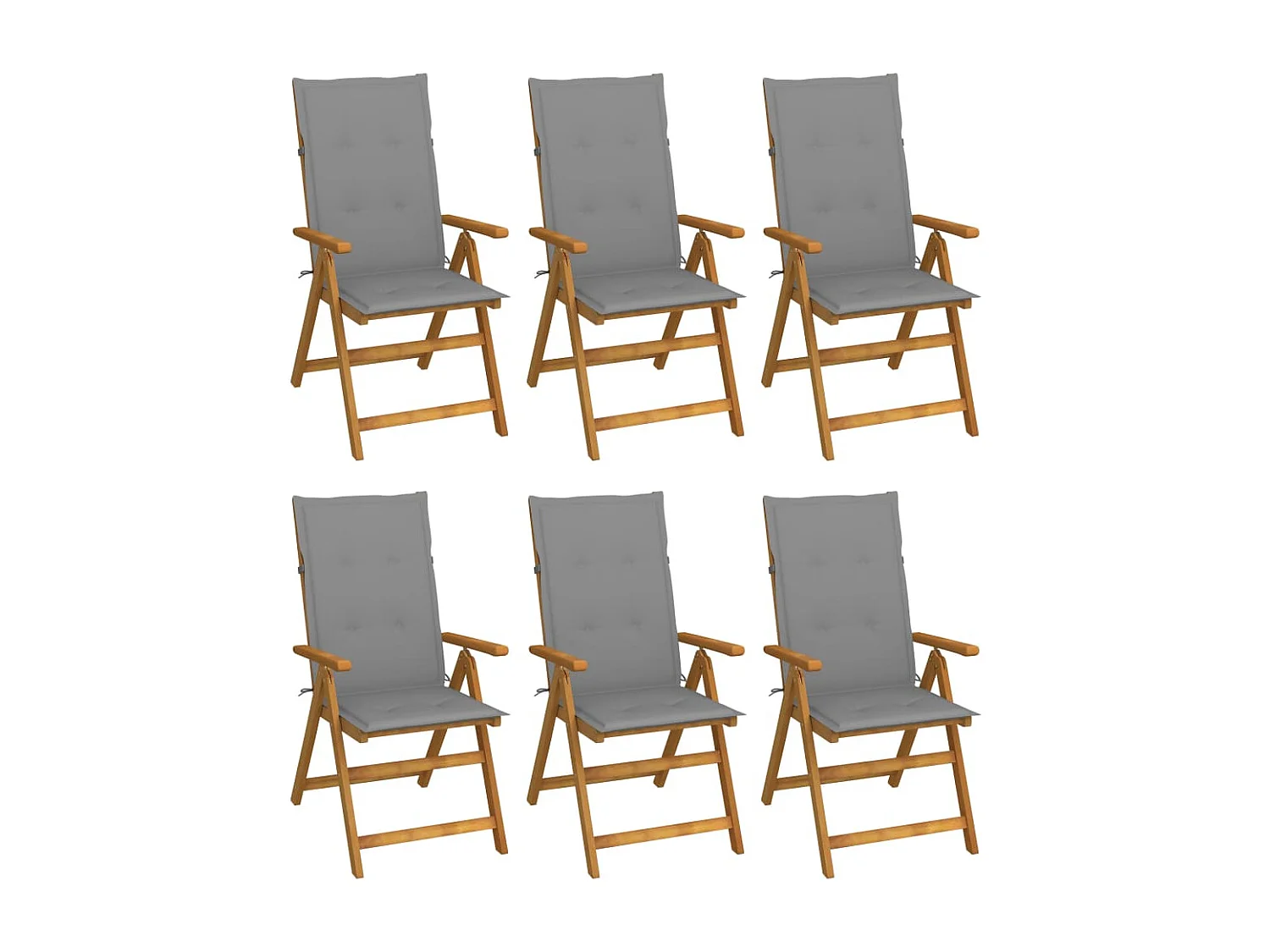 Chaises pliables de jardin 6 pcs avec coussins Bois d'acacia 73
