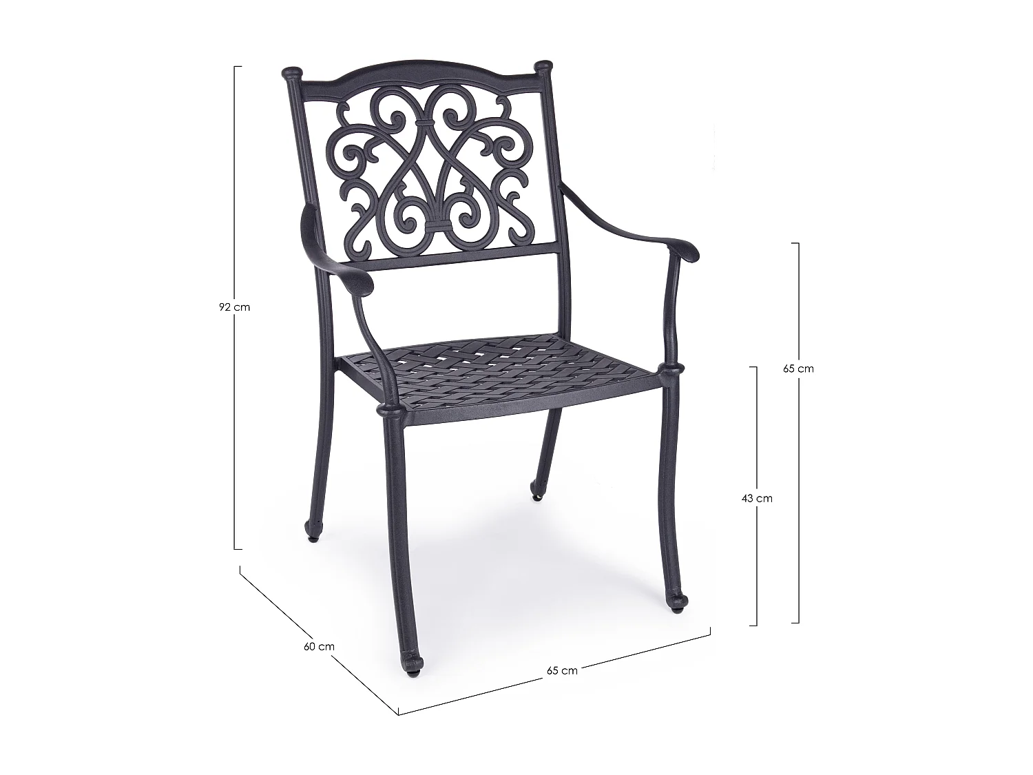 Chaise de jardin aluminium moulée anthracite Kofiam - Lot de 2