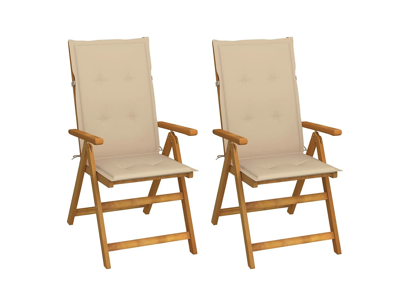 Chaises inclinables de jardin 2 pcs avec coussins Bois d'acacia 3