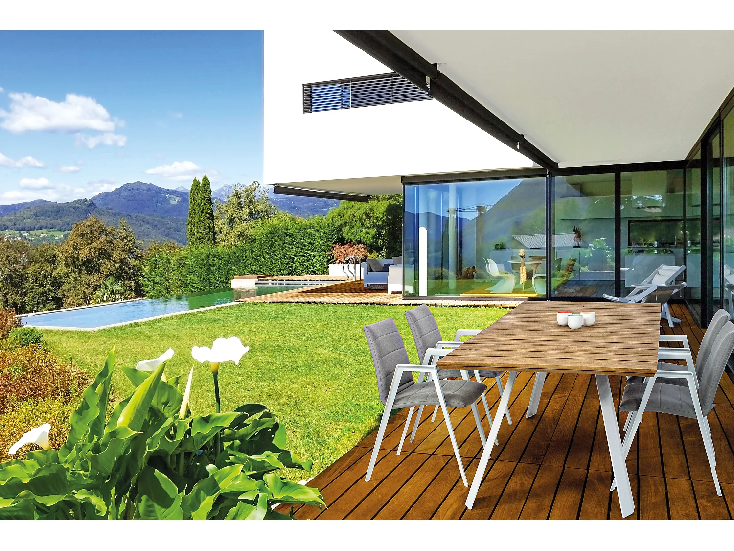 Fauteuil de jardin en aluminium blanc et gris Livya - Lot de 2