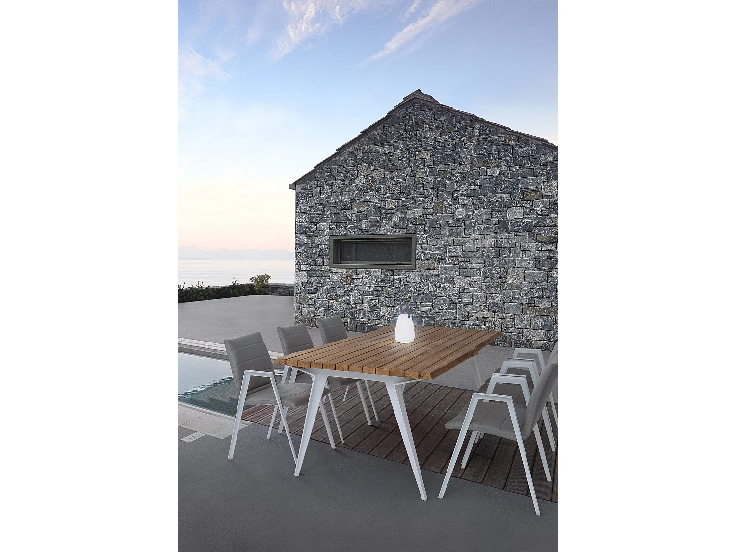 Fauteuil de jardin en aluminium blanc et gris Livya - Lot de 2