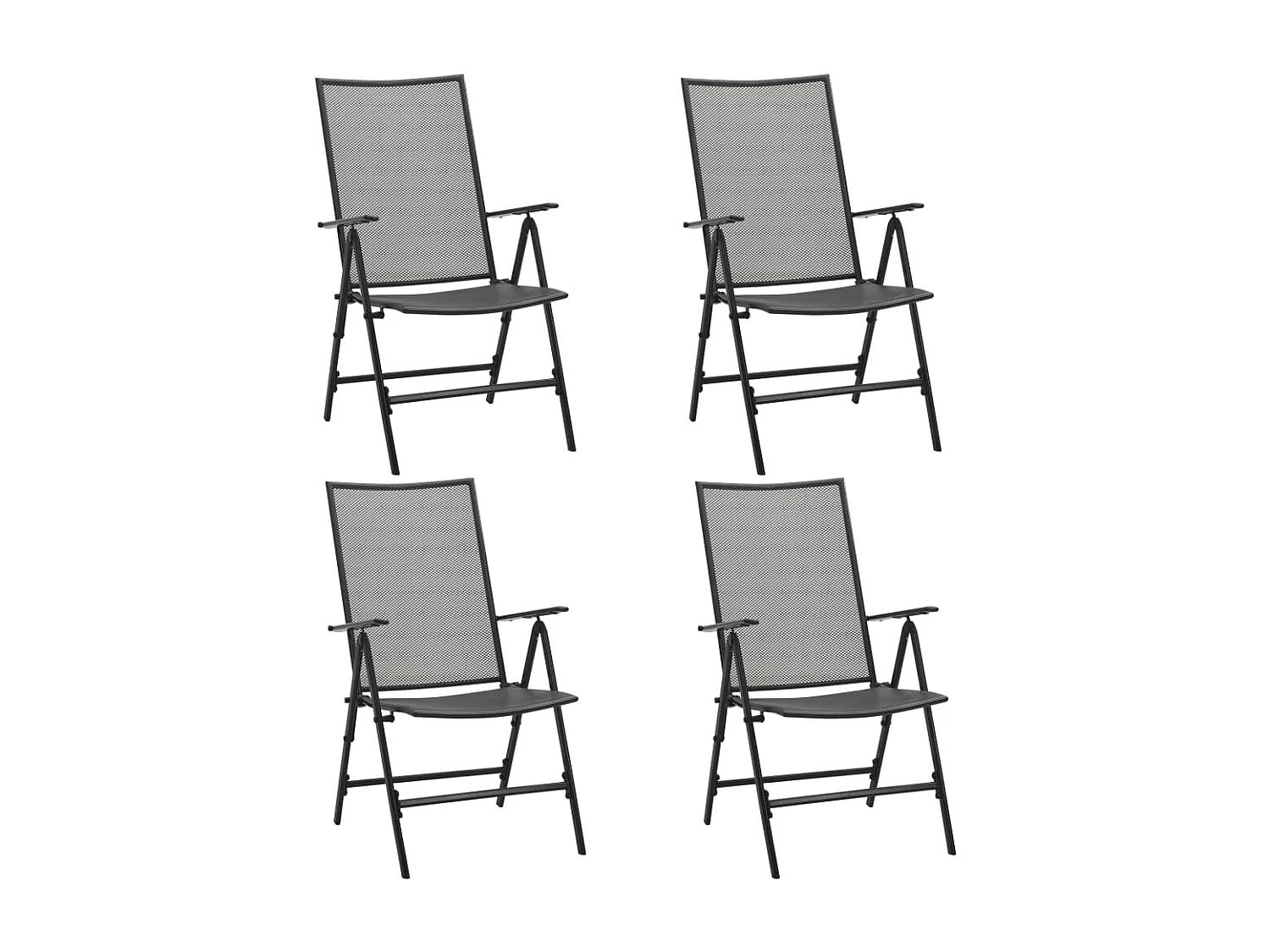Chaises pliables en maille 4 pcs Acier Anthracite