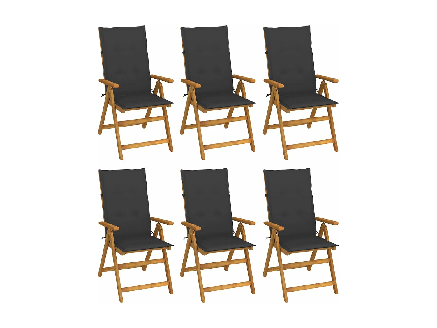 Chaises pliables de jardin 6 pcs avec coussins Bois d'acacia 54