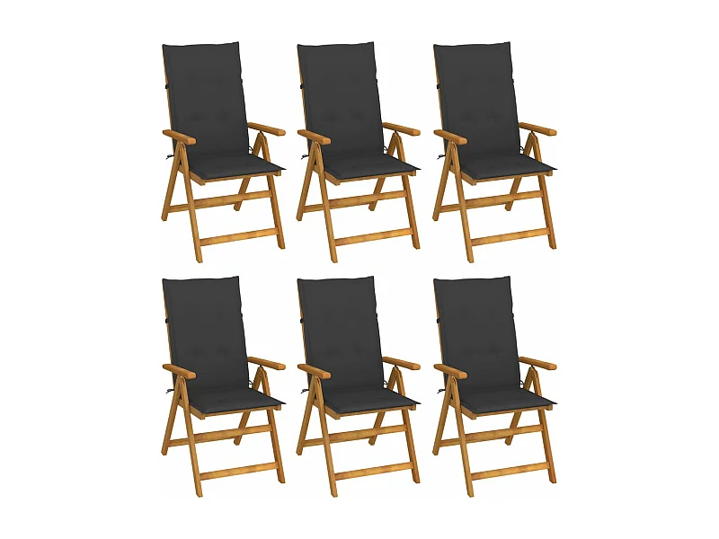 Chaises pliables de jardin 6 pcs avec coussins Bois d'acacia 54