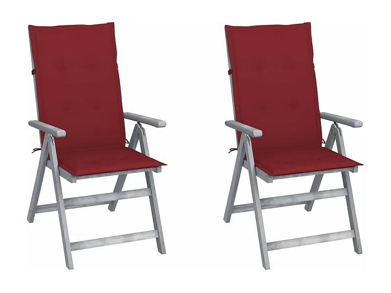 Chaises inclinables de jardin 2 pcs avec coussins Bois d'acacia 43