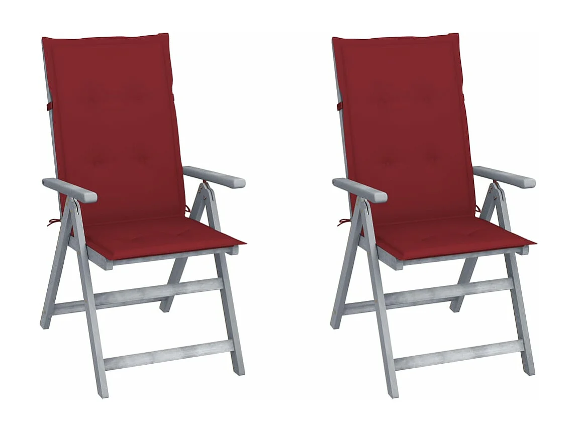 Chaises inclinables de jardin 2 pcs avec coussins Bois d'acacia 43