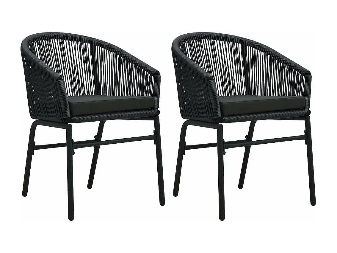 Chaises de jardin 2 pcs Noir Rotin PVC