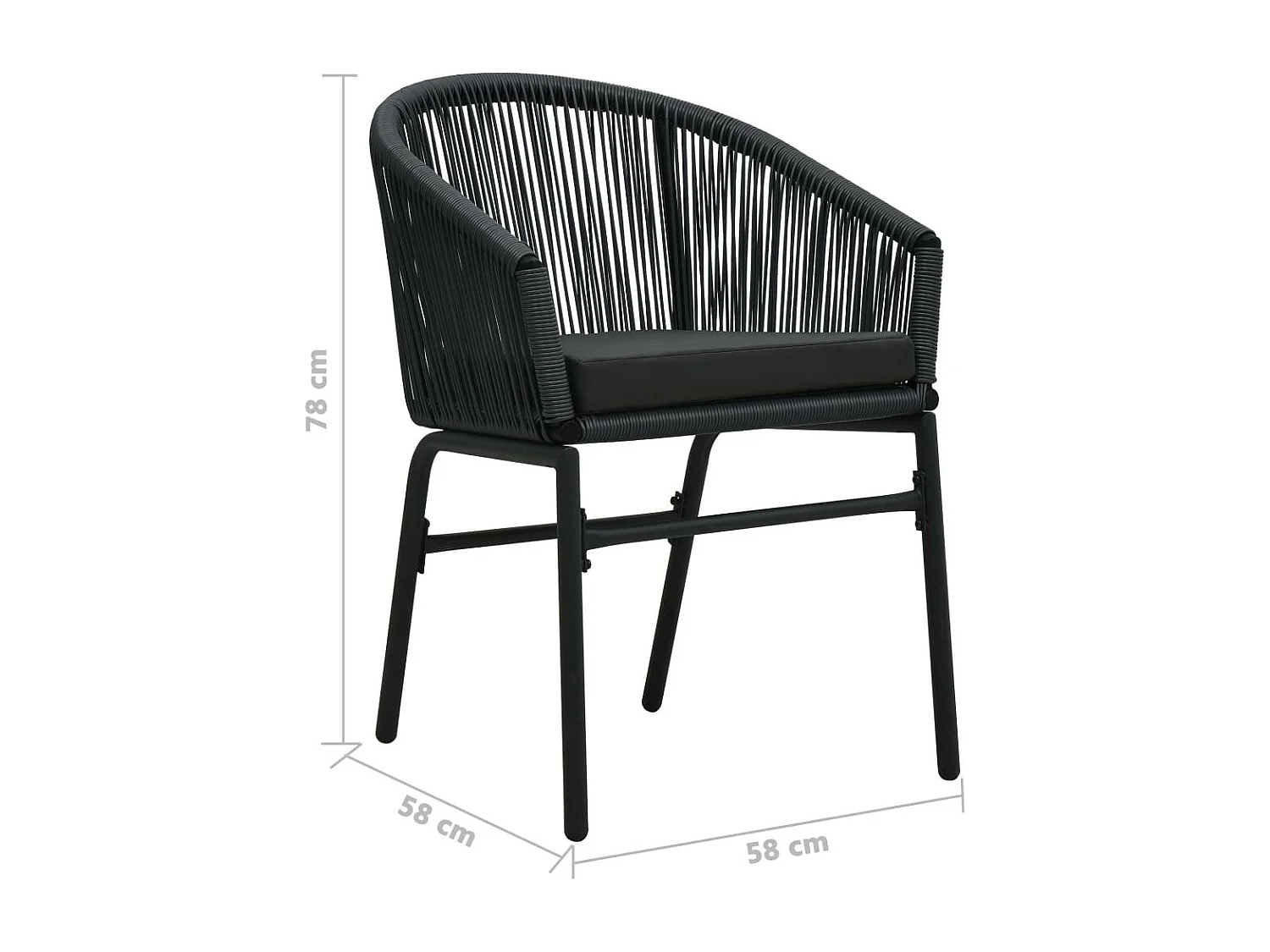 Chaises de jardin 2 pcs Noir Rotin PVC