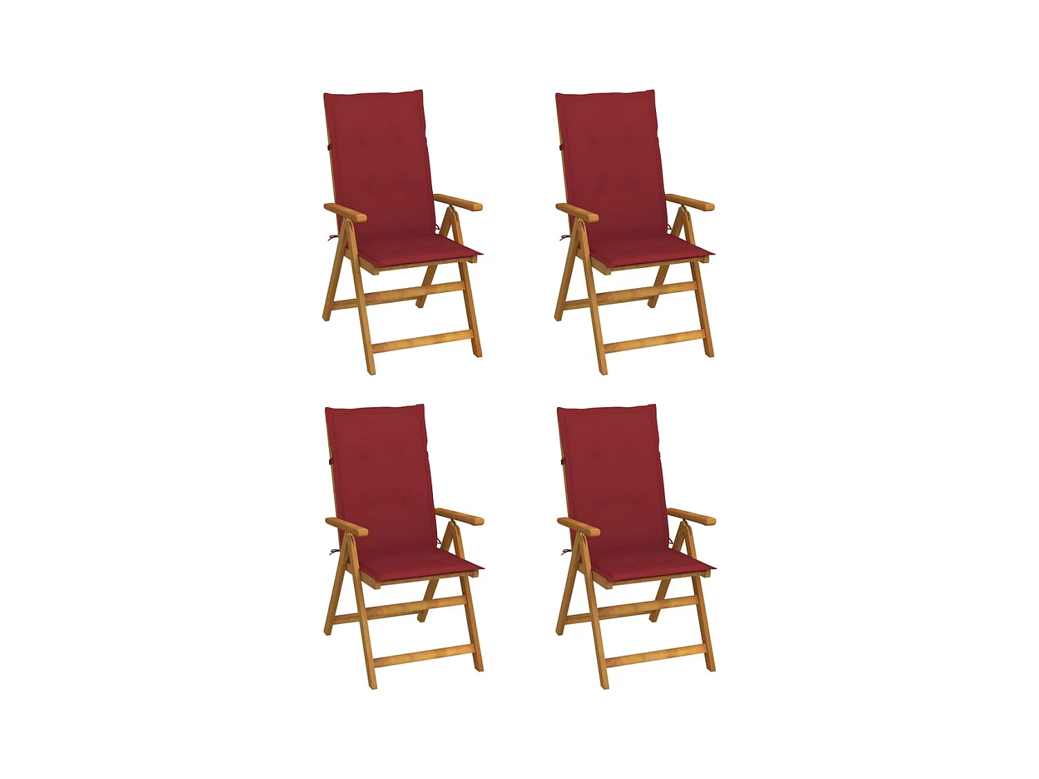 Chaises inclinables de jardin 4 pcs avec coussins Bois d'acacia 20