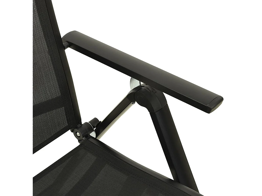 Chaises pliables de jardin 2 pcs Textilène et aluminium Noir 2