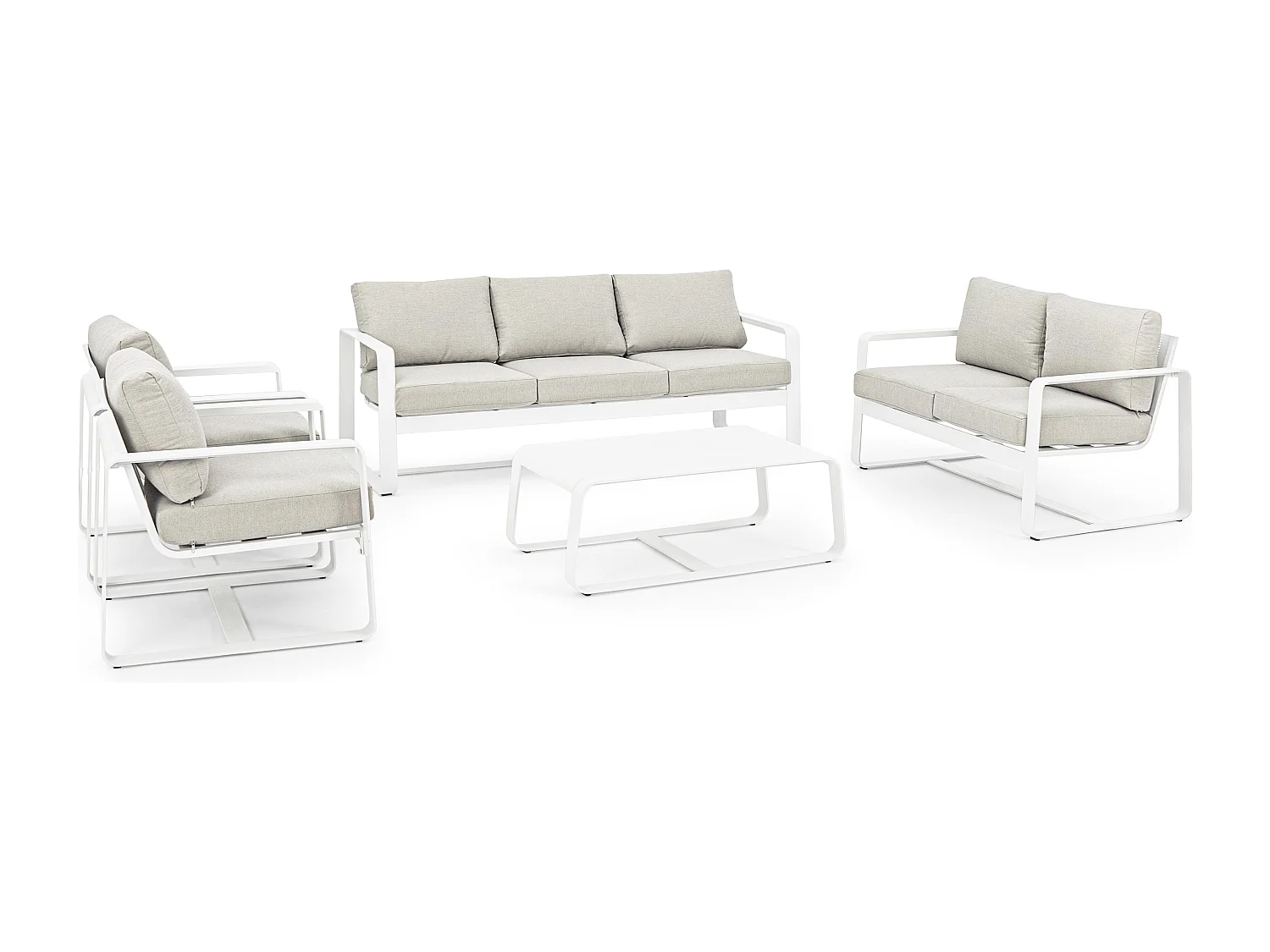 Fauteuil de jardin aluminium blanc avec coussin Masy - Lot de 2