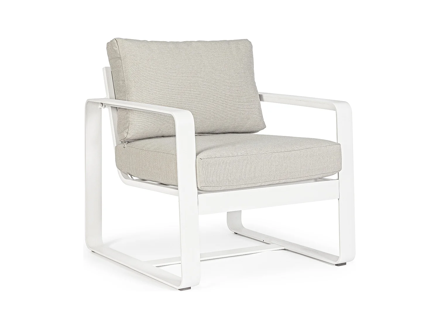 Fauteuil de jardin aluminium blanc avec coussin Masy - Lot de 2