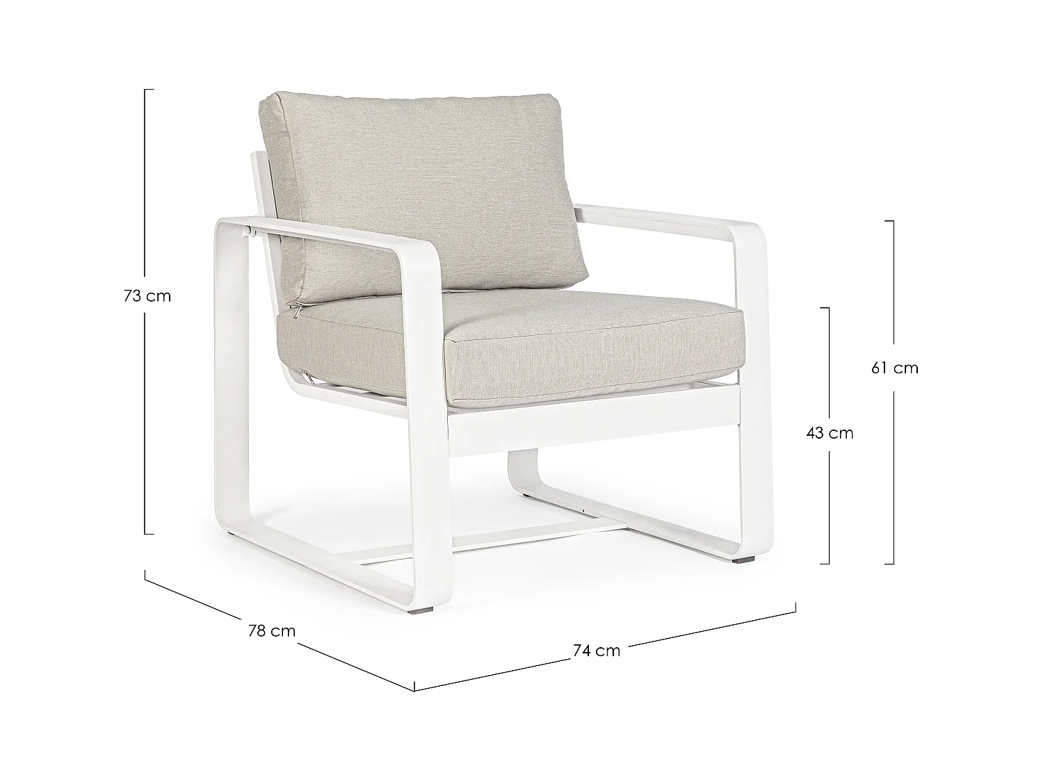 Witte aluminium tuinfauteuil met Masy kussen - Set van 2