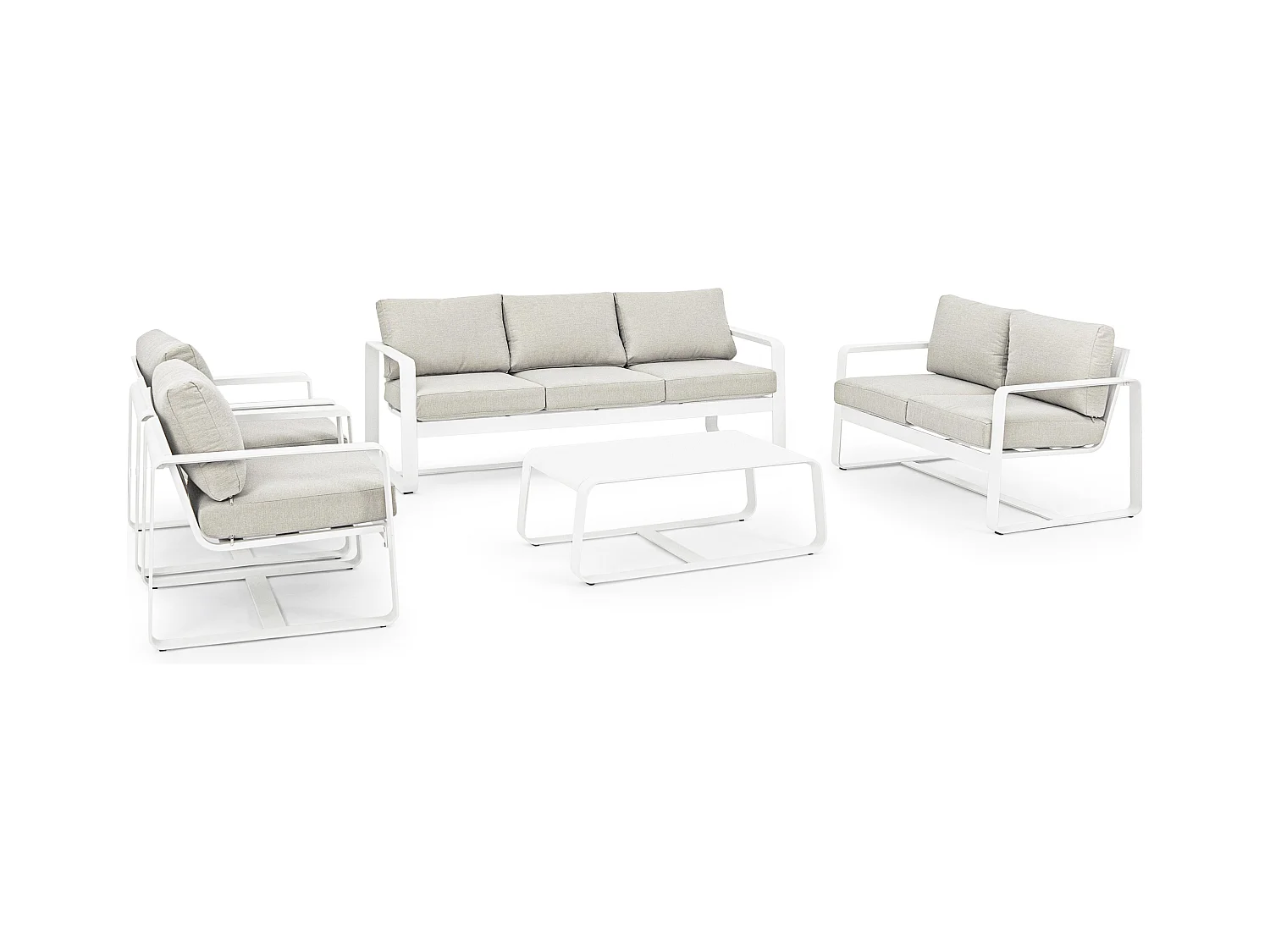 Witte aluminium tuinfauteuil met Masy kussen - Set van 2