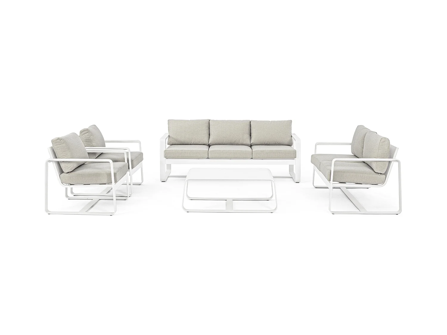 Witte aluminium tuinfauteuil met Masy kussen - Set van 2