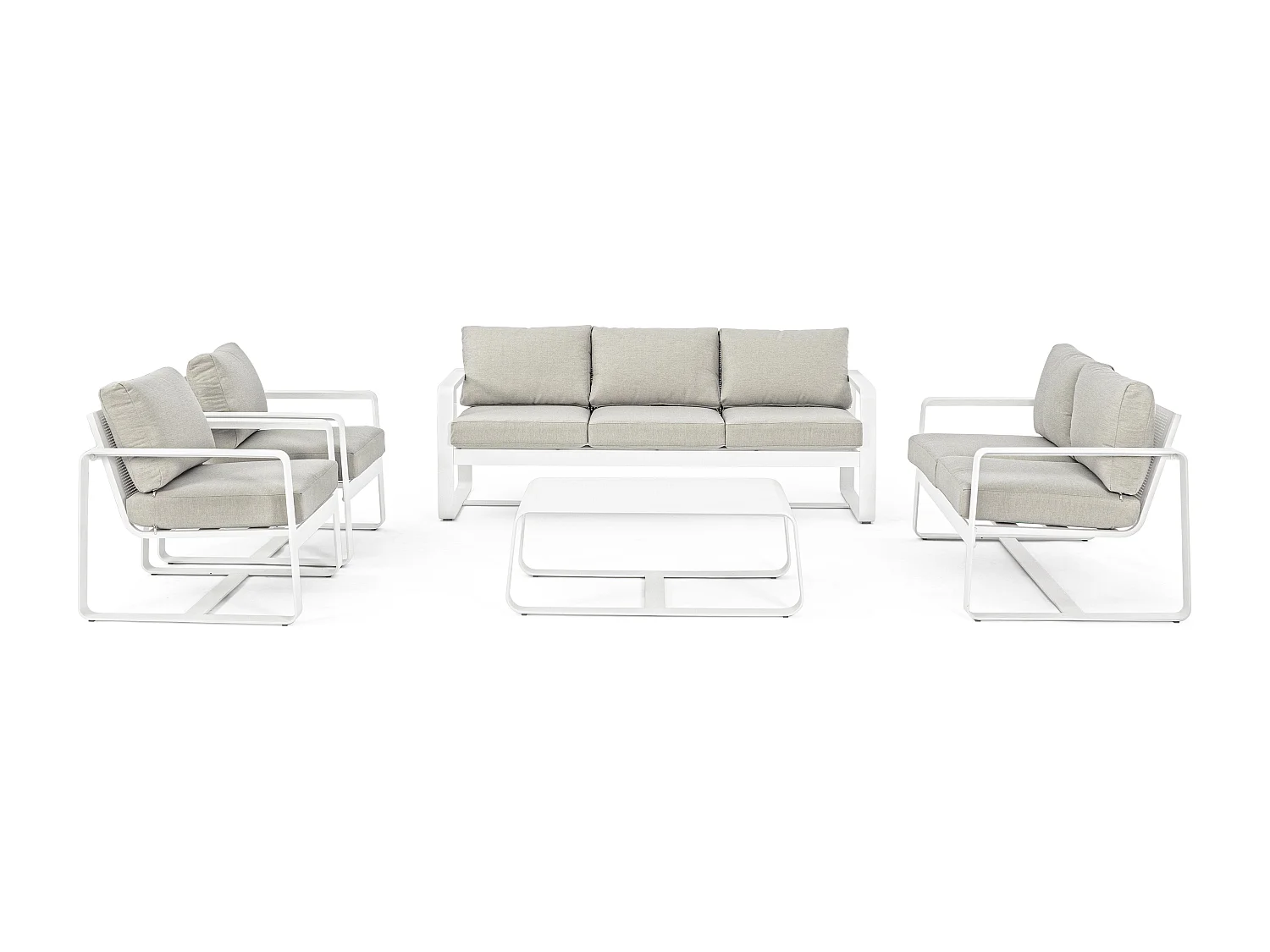 Witte aluminium tuinfauteuil met Masy kussen - Set van 2